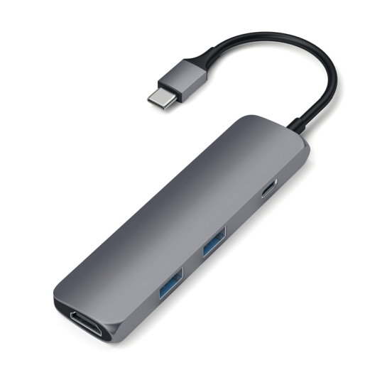 USB-хаб Satechi Slim Aluminum Type-C Multi-Port Adapter with Type-C Charging Port Space Gray - ціна, характеристики, відгуки, розстрочка, фото 3