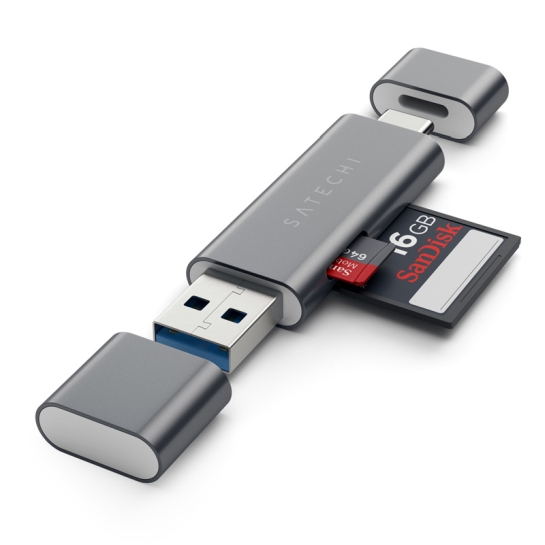Перехідник Satechi Aluminum Type-C USB 3.0 and Micro/SD Card Reader Space Gray - ціна, характеристики, відгуки, розстрочка, фото 3