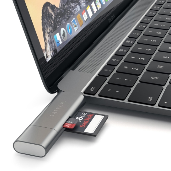 Перехідник Satechi Aluminum Type-C USB 3.0 and Micro/SD Card Reader Space Gray - ціна, характеристики, відгуки, розстрочка, фото 5