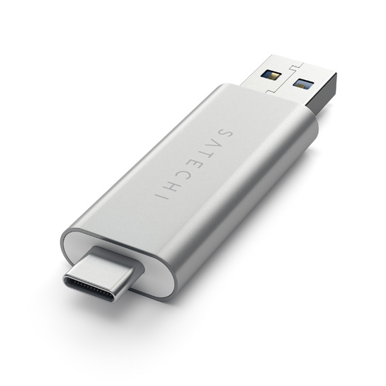 Перехідник Satechi Aluminum Type-C USB 3.0 and Micro/SD Card Reader Silver - ціна, характеристики, відгуки, розстрочка, фото 1