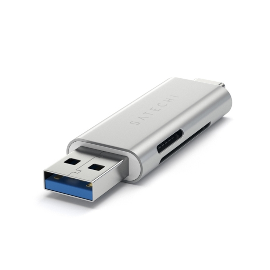 Перехідник Satechi Aluminum Type-C USB 3.0 and Micro/SD Card Reader Silver - ціна, характеристики, відгуки, розстрочка, фото 2