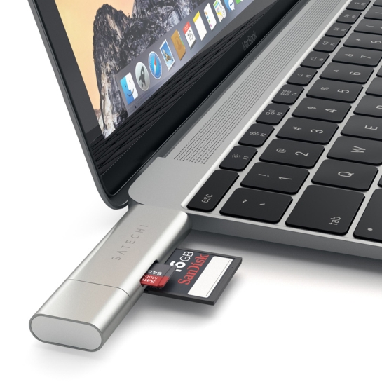 Перехідник Satechi Aluminum Type-C USB 3.0 and Micro/SD Card Reader Silver - ціна, характеристики, відгуки, розстрочка, фото 5