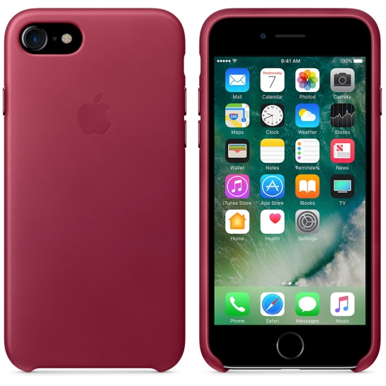 Чохол Apple Leather Case for iPhone 8/7 Berry - ціна, характеристики, відгуки, розстрочка, фото 2