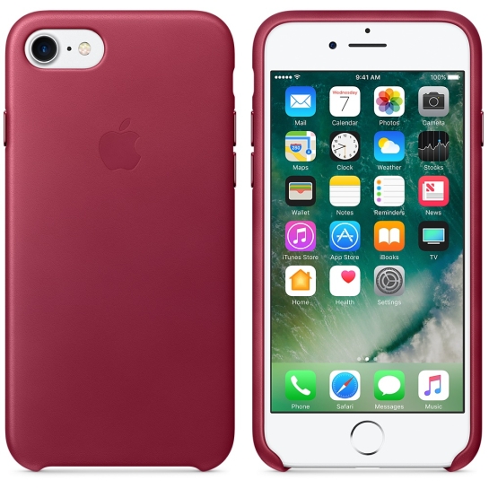 Чохол Apple Leather Case for iPhone 8/7 Berry - ціна, характеристики, відгуки, розстрочка, фото 3