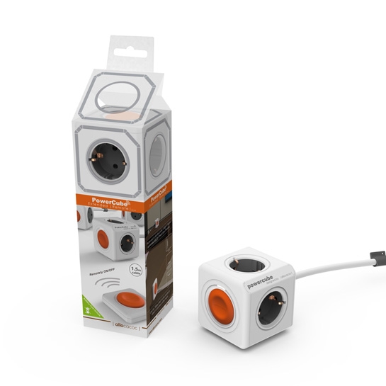 Мережевий зарядний пристрій Allocacoc PowerCube Extended Remote DE Orange - ціна, характеристики, відгуки, розстрочка, фото 1
