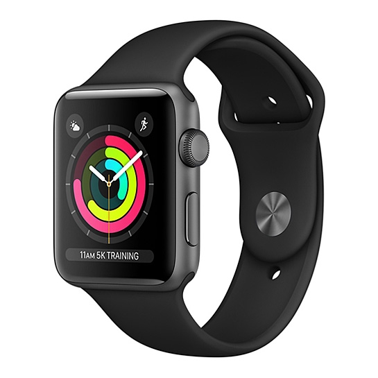 Смарт Часы Apple Watch Series 3 42mm Space Gray Aluminum Case with Black Sport Band - цена, характеристики, отзывы, рассрочка, фото 1
