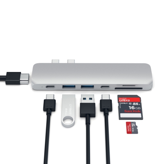 USB-хаб Satechi Aluminum Type-C USB Pro Hub Adapter Silver - ціна, характеристики, відгуки, розстрочка, фото 3