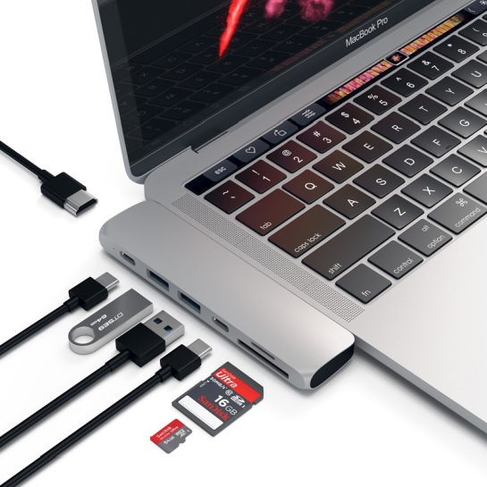 USB-хаб Satechi Aluminum Type-C USB Pro Hub Adapter Silver - цена, характеристики, отзывы, рассрочка, фото 4