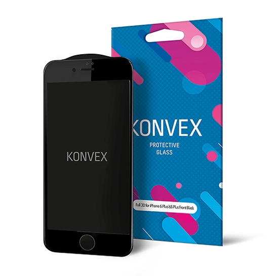 Стекло Konvex Protective Glass Full 3D for iPhone 6 Plus/6S Plus Front Black - цена, характеристики, отзывы, рассрочка, фото 1