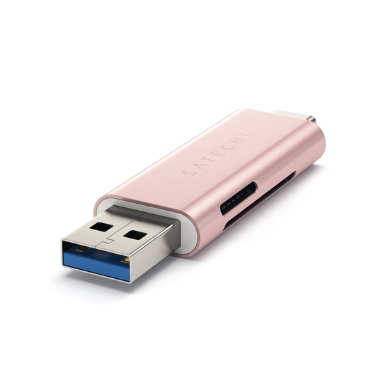 Перехідник Satechi Aluminum Type-C USB 3.0 and Micro/SD Card Reader Rose Gold - ціна, характеристики, відгуки, розстрочка, фото 2