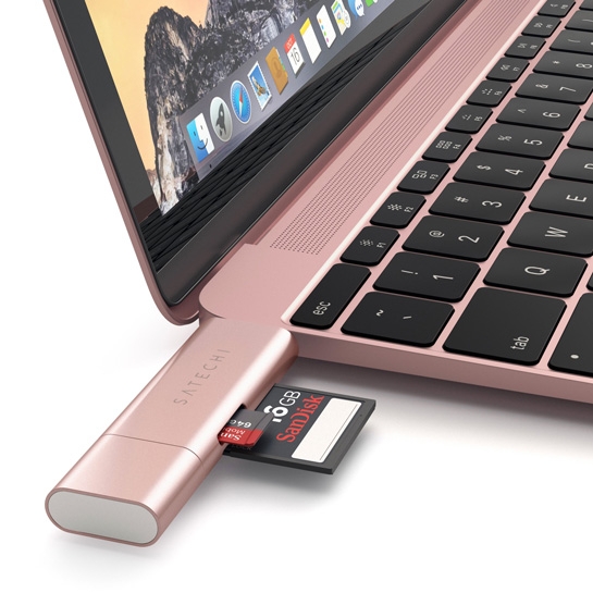 Переходник Satechi Aluminum Type-C USB 3.0 and Micro/SD Card Reader Rose Gold - цена, характеристики, отзывы, рассрочка, фото 5