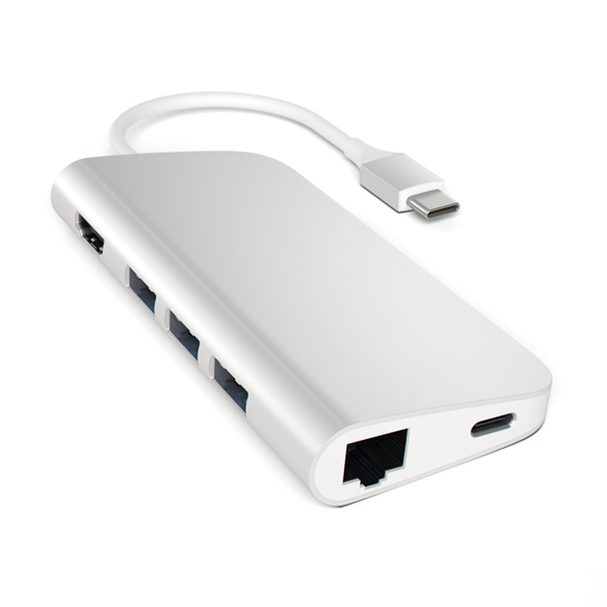 USB-хаб Satechi Type-C Multi-Port Adapter 4K with Ethernet Silver - ціна, характеристики, відгуки, розстрочка, фото 1