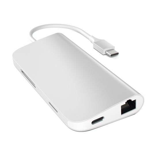 USB-хаб Satechi Type-C Multi-Port Adapter 4K with Ethernet Silver - цена, характеристики, отзывы, рассрочка, фото 2