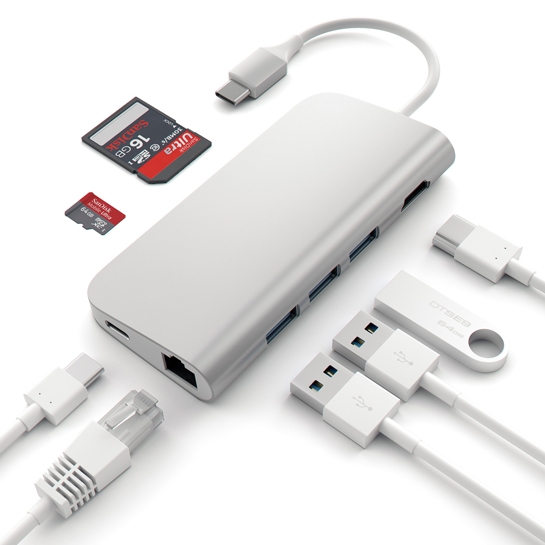 USB-хаб Satechi Type-C Multi-Port Adapter 4K with Ethernet Silver - ціна, характеристики, відгуки, розстрочка, фото 3