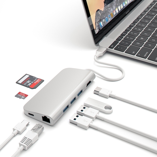 USB-хаб Satechi Type-C Multi-Port Adapter 4K with Ethernet Silver - ціна, характеристики, відгуки, розстрочка, фото 4
