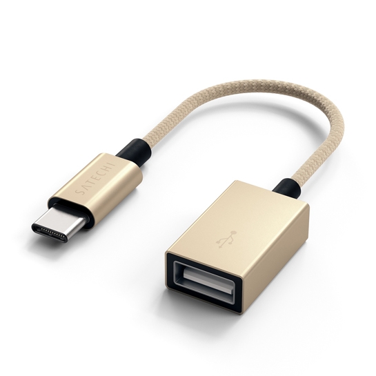 Перехідник Satechi Type-C to Type-A Cabled Adapter Gold - ціна, характеристики, відгуки, розстрочка, фото 1