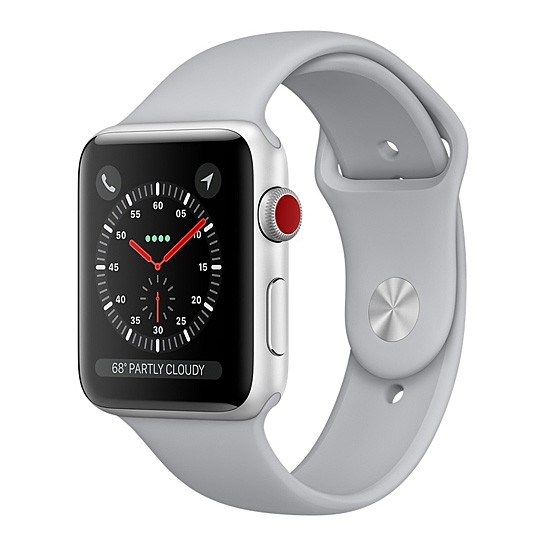 Смарт Годинник Apple Watch Series 3 + LTE 42mm Silver Aluminum Case with Fog Sport Band - ціна, характеристики, відгуки, розстрочка, фото 1