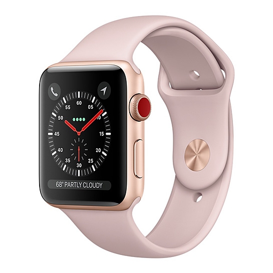 Смарт Годинник Apple Watch Series 3 + LTE 42mm Gold Aluminum Case with Pink Sand Sport Band - цена, характеристики, отзывы, рассрочка, фото 1