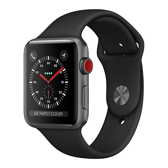 Смарт Часы Apple Watch Series 3 + LTE 42mm Space Gray Aluminum Case with Black Sport Band - цена, характеристики, отзывы, рассрочка, фото 1