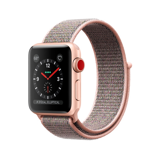 Смарт Годинник Apple Watch Series 3 + LTE 38mm Gold Aluminum Case with Pink Sand Loop - ціна, характеристики, відгуки, розстрочка, фото 1