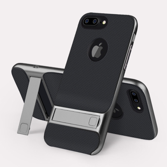 Чехол Rock Royce with Kickstand Silicone Case for iPhone 8 Plus/7 Plus Black/Gray* - цена, характеристики, отзывы, рассрочка, фото 2