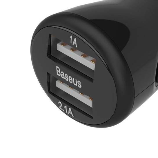 Автомобільний зарядний пристрій Baseus Tiny-Color Car Charger 2 USB Black* - ціна, характеристики, відгуки, розстрочка, фото 2