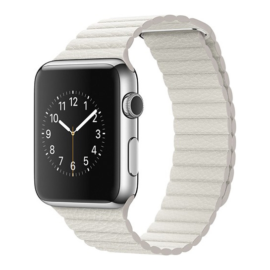 Смарт Годинник Apple Watch 42mm Stainless Steel Case White Leather Loop - ціна, характеристики, відгуки, розстрочка, фото 1