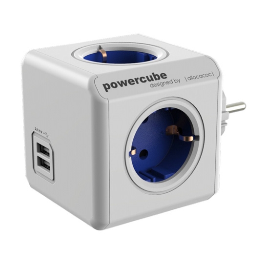 Мережевий зарядний пристрій Allocacoc PowerCube Original USB DE Blue - ціна, характеристики, відгуки, розстрочка, фото 1