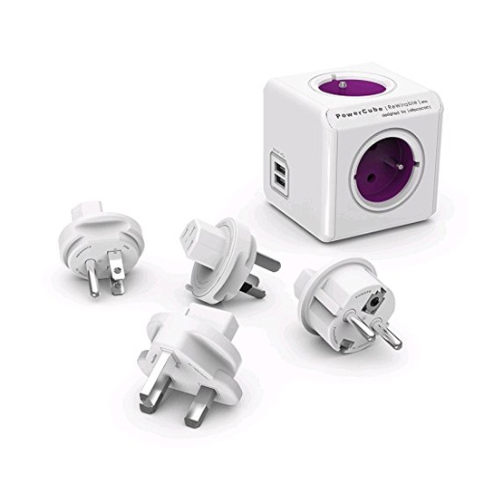 Мережевий зарядний пристрій Allocacoc PowerCube ReWirable USB + 4x plug DE Purple* - ціна, характеристики, відгуки, розстрочка, фото 1
