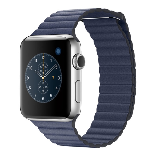 Смарт Часы Apple Watch Series 2 42mm Stainless Steel Case with Midnight Blue Leather Loop - цена, характеристики, отзывы, рассрочка, фото 1