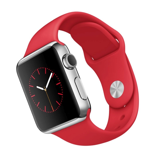 Смарт Часы Apple Watch 38mm Stainless Steel Case Red Sport Band - цена, характеристики, отзывы, рассрочка, фото 3
