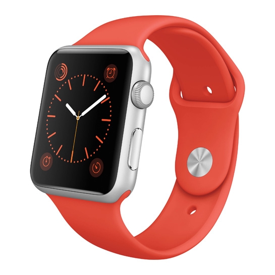 Смарт Часы Apple Watch Sport 42mm Silver Alluminum Case Orange Sport Band - цена, характеристики, отзывы, рассрочка, фото 1