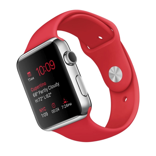 Смарт Годинник Apple Watch 42mm Stainless Steel Case with Product Red Sport Band - ціна, характеристики, відгуки, розстрочка, фото 3