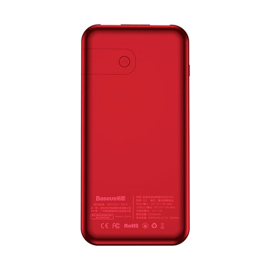 Внешний аккумулятор Baseus Wireless Charge Power Bank 8000 mah Red* - цена, характеристики, отзывы, рассрочка, фото 2