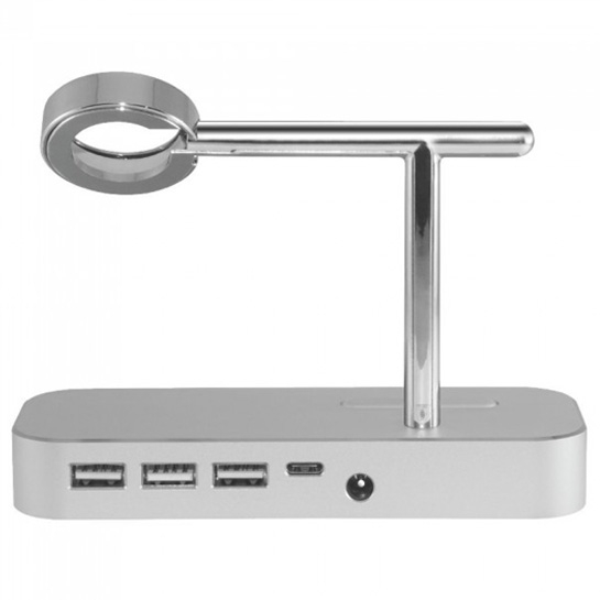 Док-станція COTEetCI Base Hub B18 MFI Stand 3 USB Hub, 1 Type-C Silver - ціна, характеристики, відгуки, розстрочка, фото 1