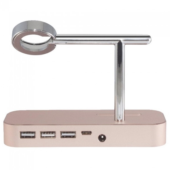 Док-станція COTEetCI Base Hub B18 MFI Stand 3 USB Hub, 1 Type-C Rose Gold - ціна, характеристики, відгуки, розстрочка, фото 1