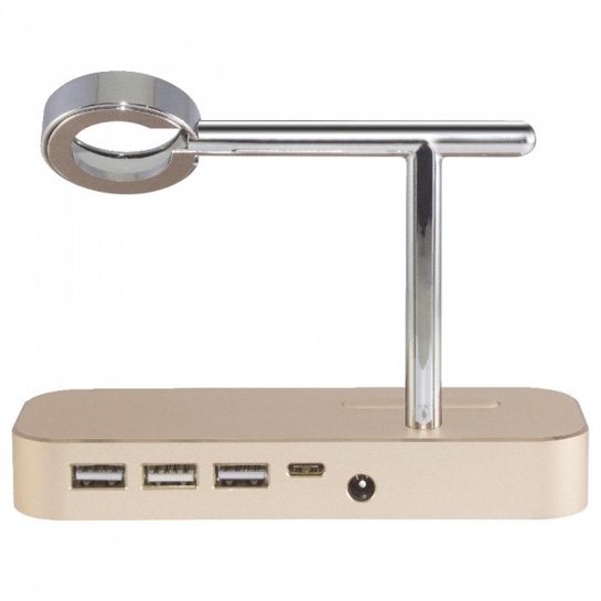 Док-станція COTEetCI Base Hub B18 MFI Stand 3 USB Hub, 1 Type-C Gold - ціна, характеристики, відгуки, розстрочка, фото 1