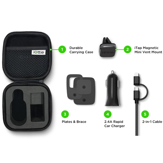 Автомобільний зарядний пристрій iOttie iTap Magnetic Mounting and Charging Travel Kit - ціна, характеристики, відгуки, розстрочка, фото 2