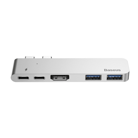 USB-хаб Baseus Dual Type-C to USB3.0/HDMI/Type-C HUB Space Gray - цена, характеристики, отзывы, рассрочка, фото 1