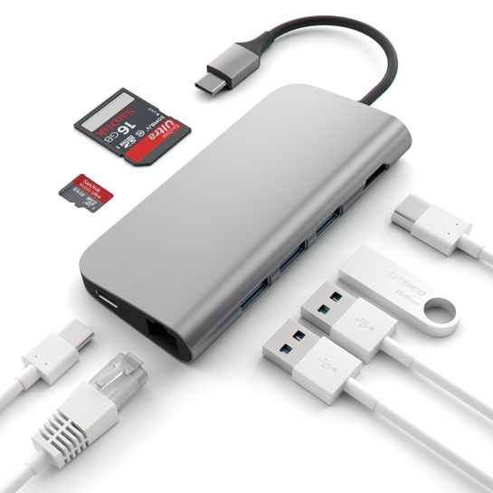 USB-хаб Satechi Type-C Multi-Port Adapter 4K with Ethernet Space Gray - цена, характеристики, отзывы, рассрочка, фото 3