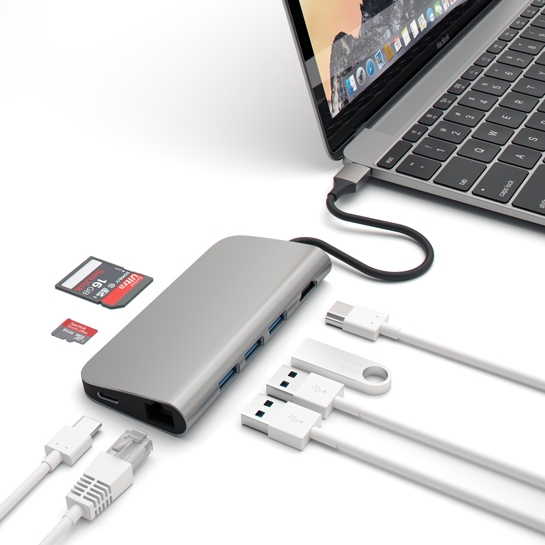 USB-хаб Satechi Type-C Multi-Port Adapter 4K with Ethernet Space Gray - ціна, характеристики, відгуки, розстрочка, фото 4