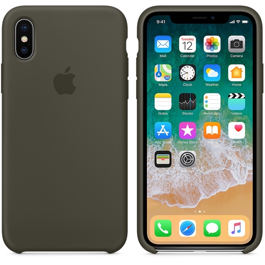 Чохол Apple Silicone Case for iPhone X Dark Olive - ціна, характеристики, відгуки, розстрочка, фото 2