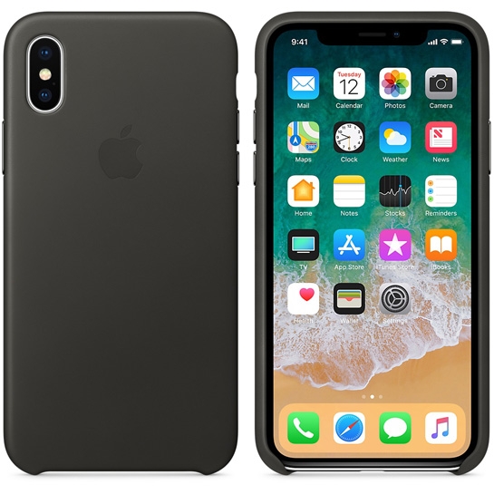 Чохол Apple Leather Case for iPhone X Charcoal Gray - ціна, характеристики, відгуки, розстрочка, фото 2