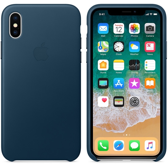 Чохол Apple Leather Case for iPhone X Cosmos Blue - ціна, характеристики, відгуки, розстрочка, фото 2