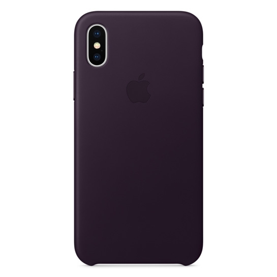 Чохол Apple Leather Case for iPhone X Dark Aubergine - ціна, характеристики, відгуки, розстрочка, фото 1