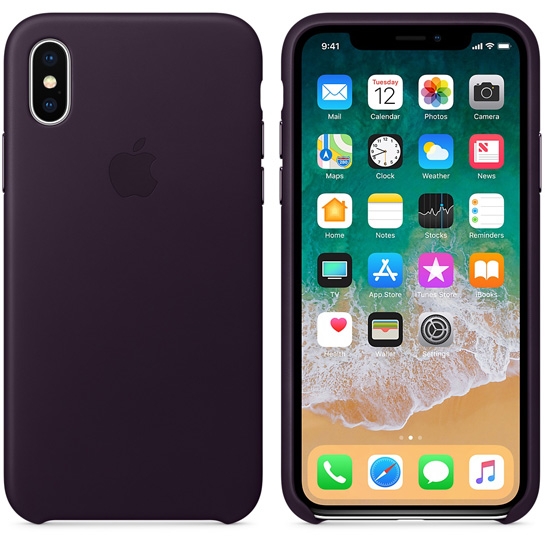 Чехол Apple Leather Case for iPhone X Dark Aubergine - цена, характеристики, отзывы, рассрочка, фото 2