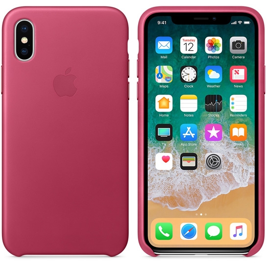 Чохол Apple Leather Case for iPhone X Pink Fuchsia - ціна, характеристики, відгуки, розстрочка, фото 2