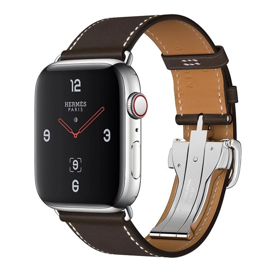 Смарт-часы Apple Watch Hermes Series 4 + LTE 44mm Stainless Steel Case with Fauvei Leather Tour Band