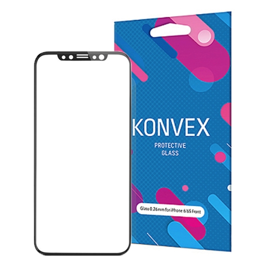 Стекло Konvex Protective Glass Full 3D for iPhone 11/XR Front Black - цена, характеристики, отзывы, рассрочка, фото 1