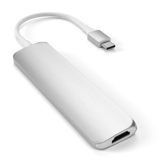 USB-хаб Satechi Slim Aluminum Type-C Multi-Port Adapter 4K with Type-C Charging Port V2 Silver - ціна, характеристики, відгуки, розстрочка, фото 2